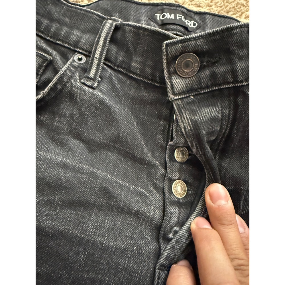 Tom Ford Mens Selvedge Button Fly Denim Jeans Straight Leg Washed Black  34 - Picture 4 of 11